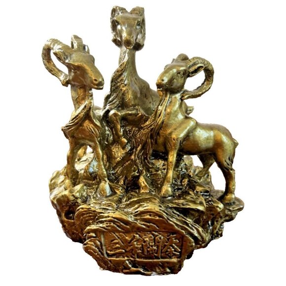 Chinese Zodiac Sheep Feng Shui Ornaments Statues Wealth Figurine Desk Decoration - Picture 1 of 10